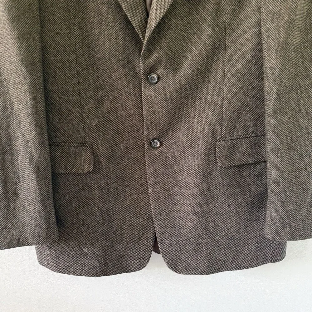Stafford Mens 42L Wool Lambswool Blazer Sport Coat Tweed 2 Button Front Brown
